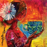 Shazly Khan, Vintage (gold series), 20 x 20 Inch, Acrylic on Canva, Figurative Painting, AC-SZK-012